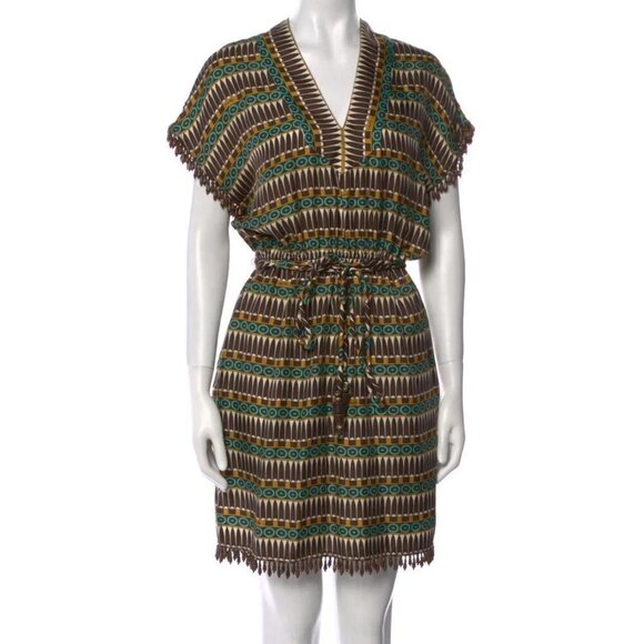 Milly of New York Belted Boho Silk Mini Dress size 8 - Picture 1 of 5